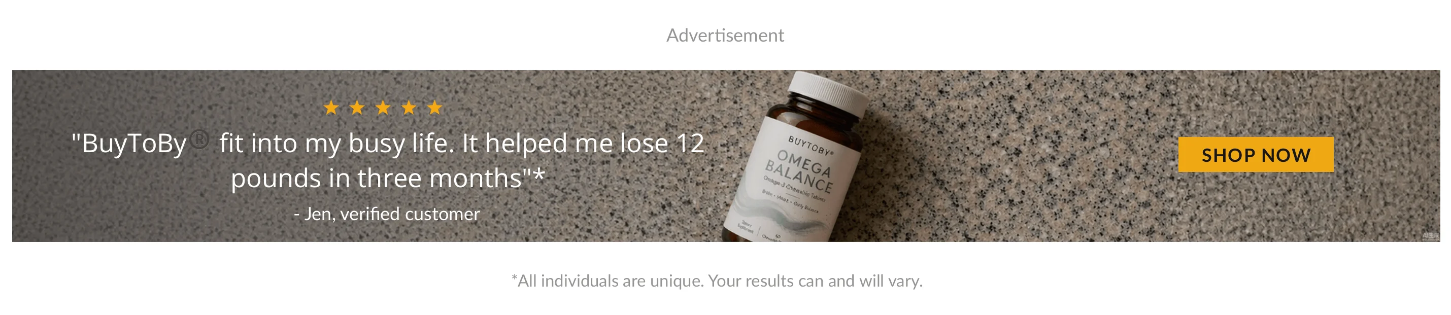 Verified customer review banner for BuyToBy Omega Balance