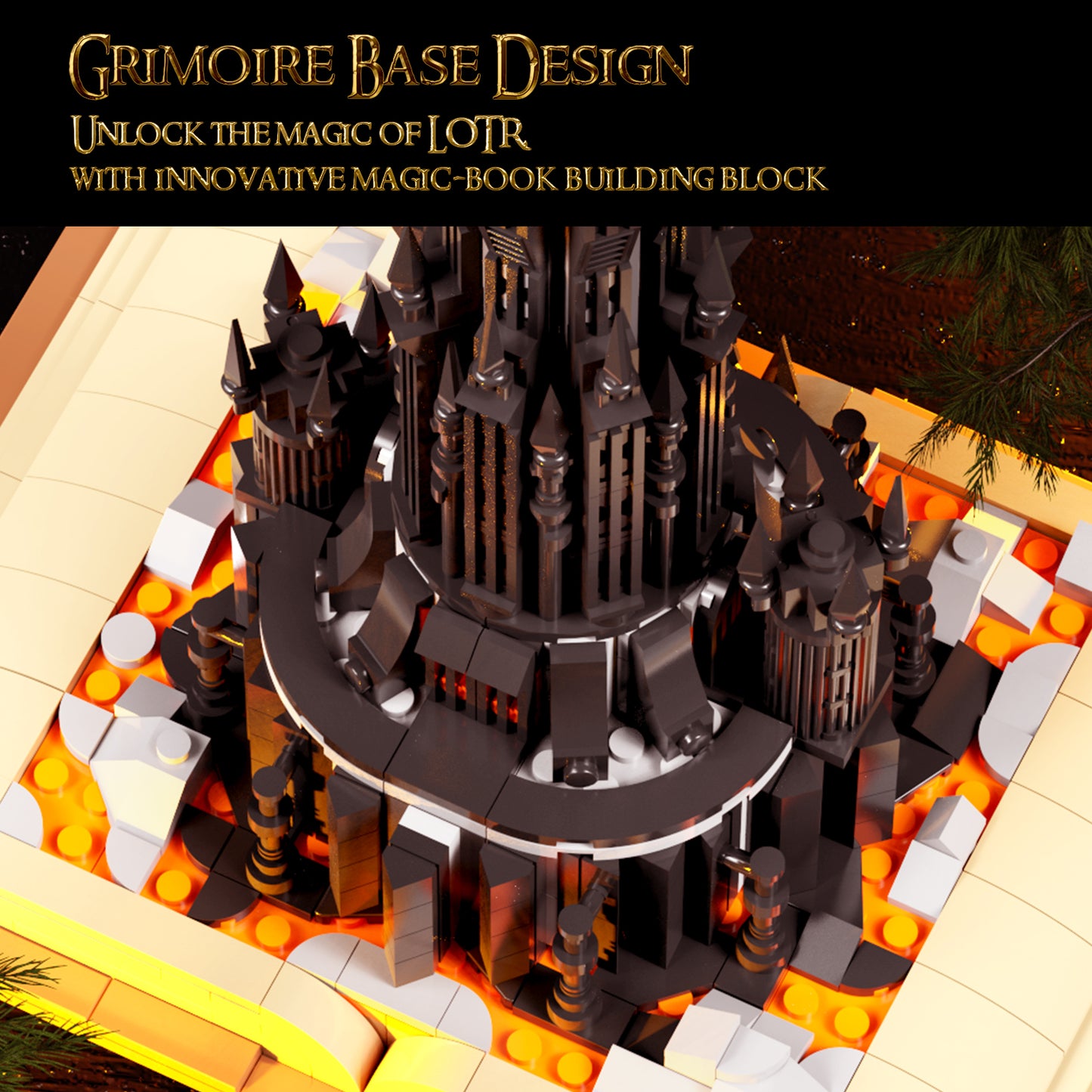 Black Tower Magic Book Building Blocks with Lights Educational Toy Holiday Gift Block Kingdom