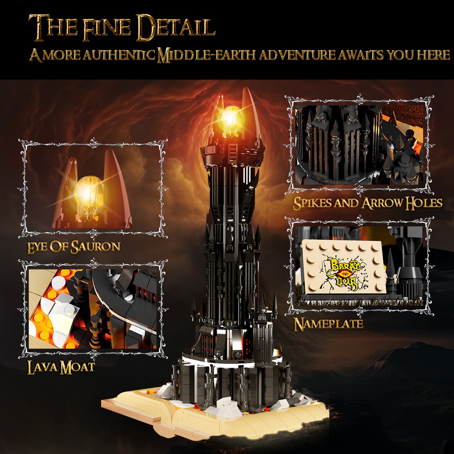 Black Tower Magic Book Building Blocks with Lights Educational Toy Holiday Gift Block Kingdom