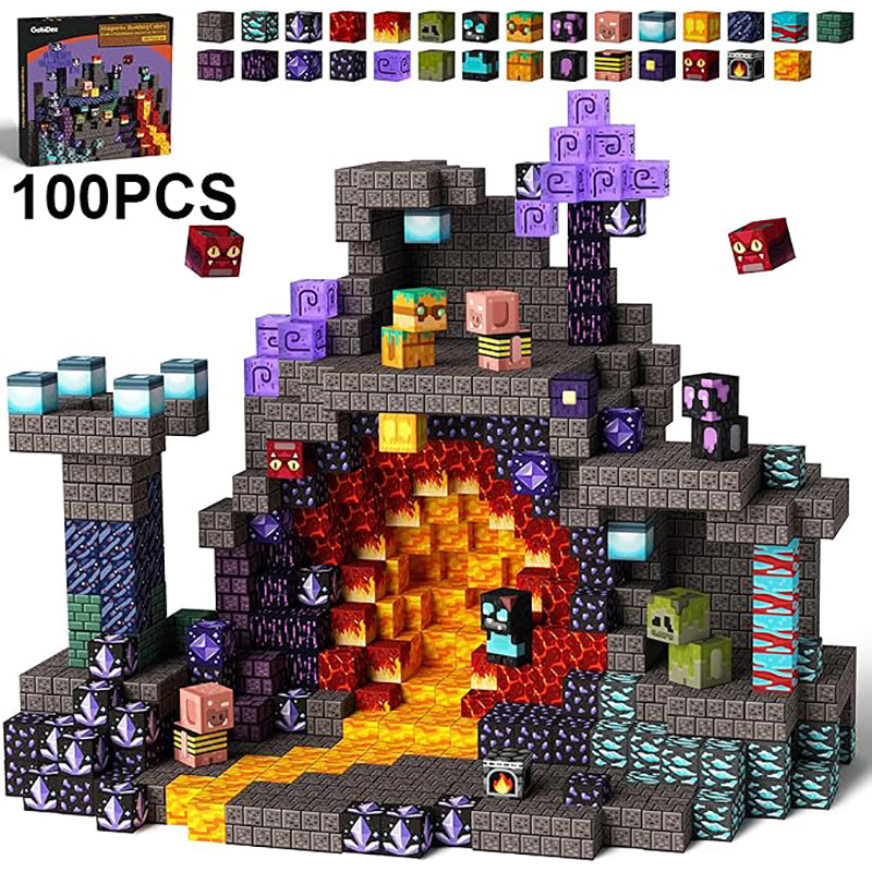 My World Magnetic Building Block Set, a STEM educational toy for children aged 3-10, a gift for boys and girls Block Kingdom
