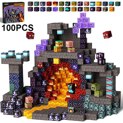 My World Magnetic Building Block Set, a STEM educational toy for children aged 3-10, a gift for boys and girls Block Kingdom