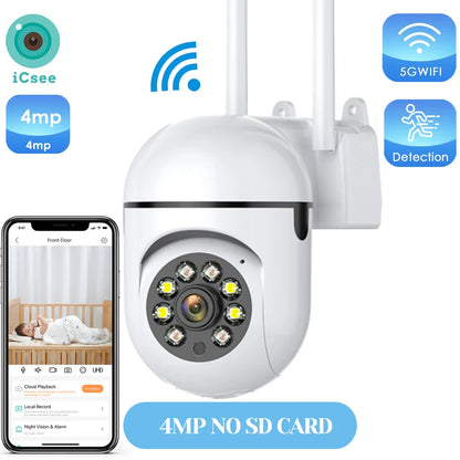 4MP Outdoor WiFi Camera 2K HD Security PTZ IP Camera AI Auto Detect Tracking Indoor Baby Night Color Camera Surveillance ICSee ZRHUNTER Official Store