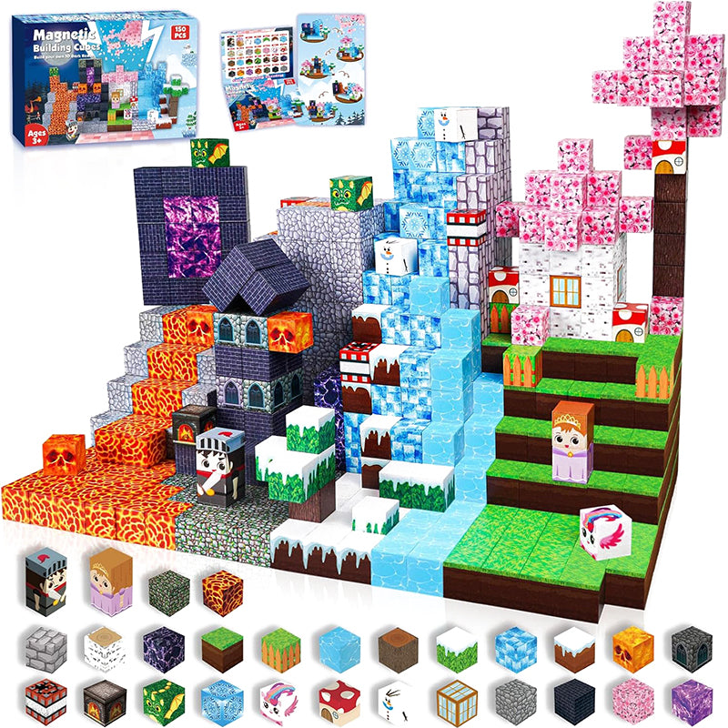 My World Magnetic Building Block Set, a STEM educational toy for children aged 3-10, a gift for boys and girls Block Kingdom
