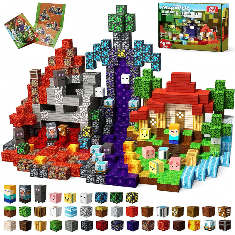 My World Magnetic Building Block Set, a STEM educational toy for children aged 3-10, a gift for boys and girls Block Kingdom