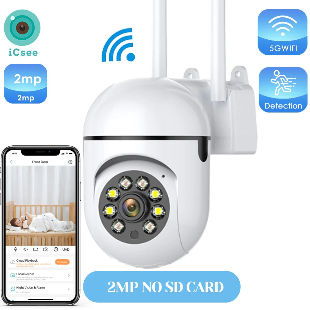 4MP Outdoor WiFi Camera 2K HD Security PTZ IP Camera AI Auto Detect Tracking Indoor Baby Night Color Camera Surveillance ICSee ZRHUNTER Official Store