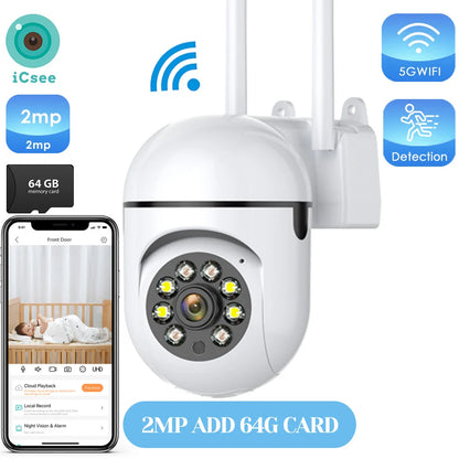 4MP Outdoor WiFi Camera 2K HD Security PTZ IP Camera AI Auto Detect Tracking Indoor Baby Night Color Camera Surveillance ICSee ZRHUNTER Official Store