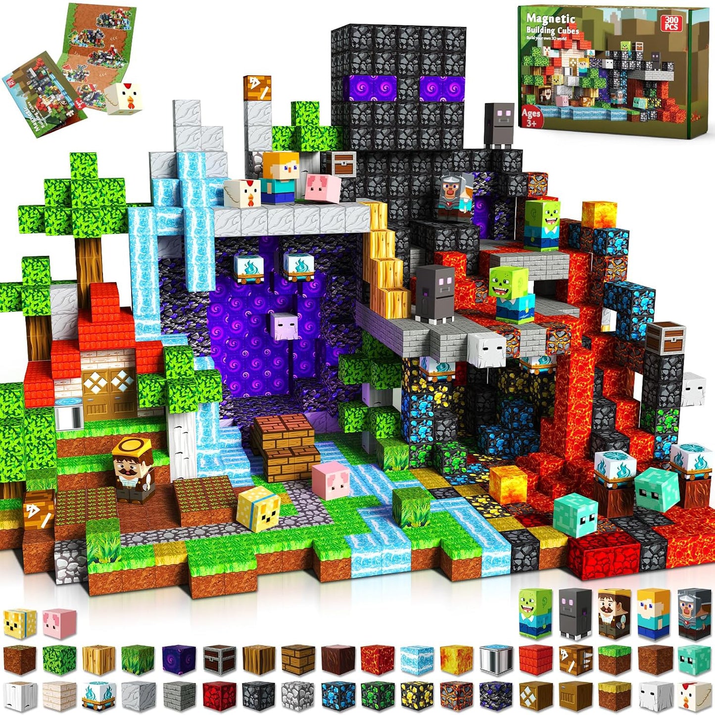 My World Magnetic Building Block Set, a STEM educational toy for children aged 3-10, a gift for boys and girls Block Kingdom