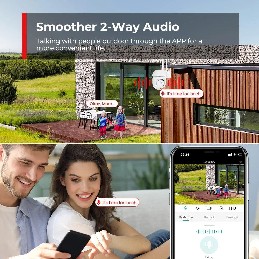 4MP Outdoor WiFi Camera 2K HD Security PTZ IP Camera AI Auto Detect Tracking Indoor Baby Night Color Camera Surveillance ICSee ZRHUNTER Official Store